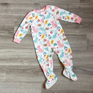Carter's baby girls forest animal print fleece zip up footie